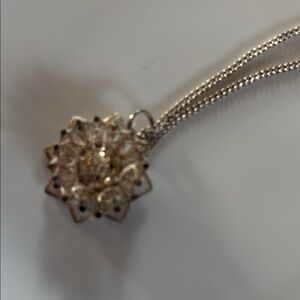 Silver and Gold Floral Pendant Necklace